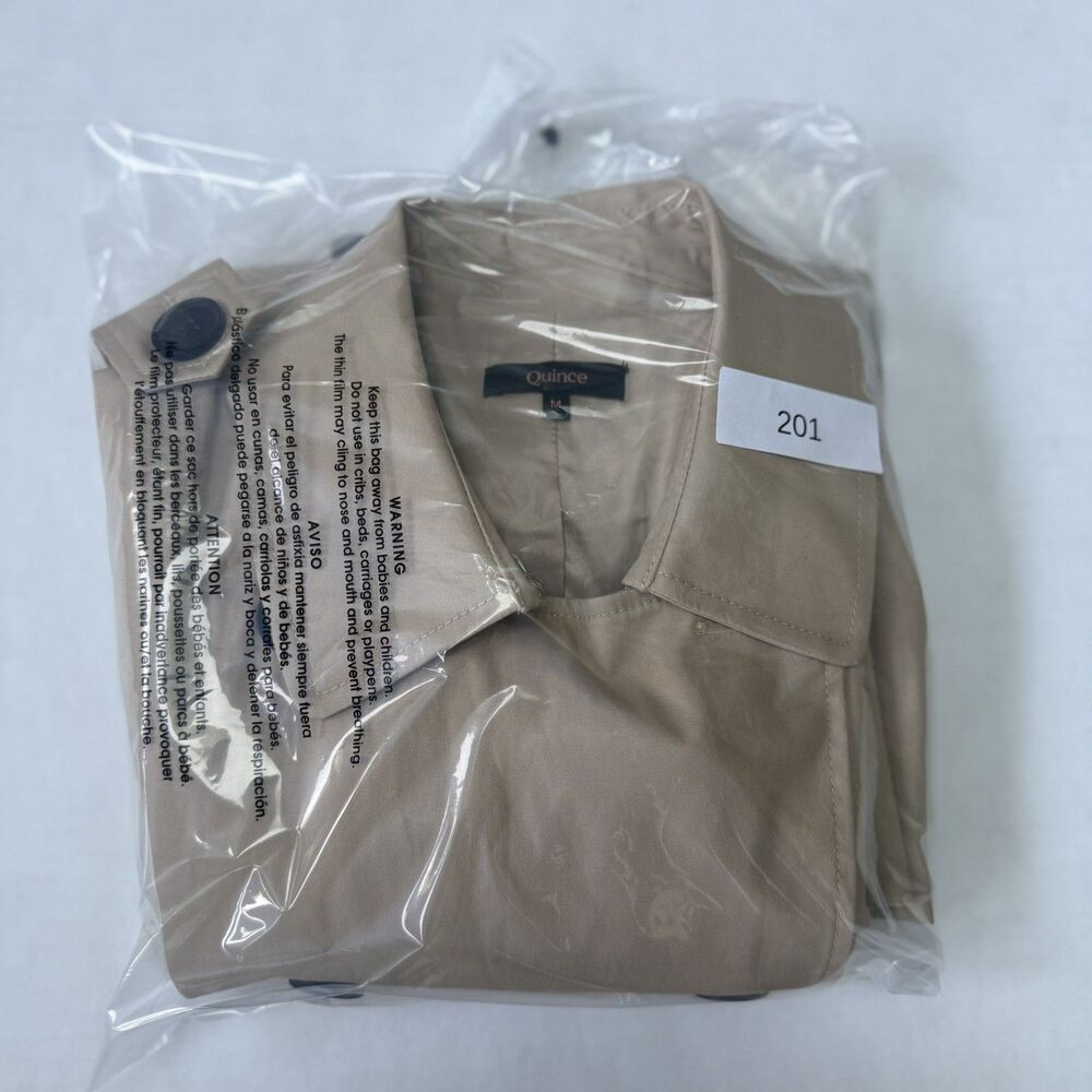 Quince Women Comfort Stretch Short Trench Coat Tan Khaki Outerwear Medium - Picture 14 of 14